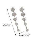 Snowflake Starburst Rhinestones Dangle Drop Earrings Long Tassel Earrings Bling Glitter Stud Earrings - Image 2