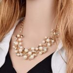 Traditional Gold Plated Pearl Choker Jwell Necklace Jewellery Set with Earrings for Girls and Women