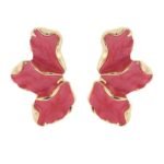 Petal Earring For Women Stainless Steel Unique Statement Flower Dangle Earrings Trendy Jewelry Gift