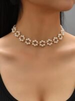 Traditional Gold Plated Pearl Choker Jwell Necklace Jewellery Set with Earrings for Girls and Women (Copy) (Copy)