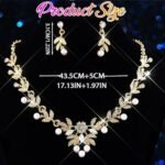 Rhinestone Wedding Jewelry Sets for Brides and Women Pearl Necklace and Earring Set Prom Jewelry - Image 2