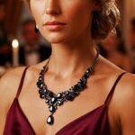 Wedding Jewelry Sets Silver Rhinestone Necklace and Earrings Set Bridal Prom Jewelry for Women and Brides