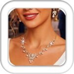 Rhinestone Wedding Jewelry Sets for Brides and Women Pearl Necklace and Earring Set Prom Jewelry