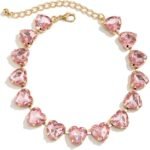 Pink Heart Rhinestone Necklace for Women - Image 2