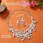 Silver Prom Jewelry Sets Pearl Rhinestone Wedding Necklace and Earrings Set for Women Formal - Image 2