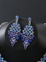 Rhinestone Necklace Earrings Set, V-Shape Design, Lightweight Kundan Jewelry for Weddings & Parties, Bridal jewellery set for wedding, jwell necklace set for women - Image 2