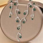 Vintage Rhinestone Bridal Jewelry Sets,Crystal Wedding Prom Earrings Necklace Bracelet Set Fashion Zircon Bride Jewelry Dress Accessories for Women - Image 2